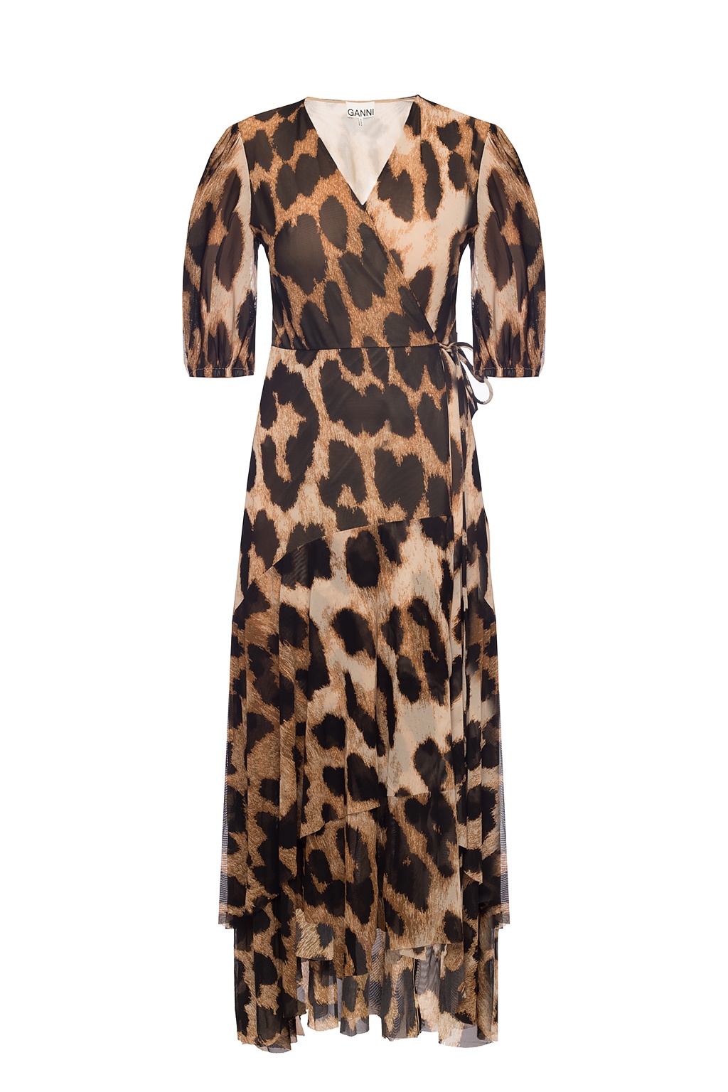 ganni leopard puff sleeve dress